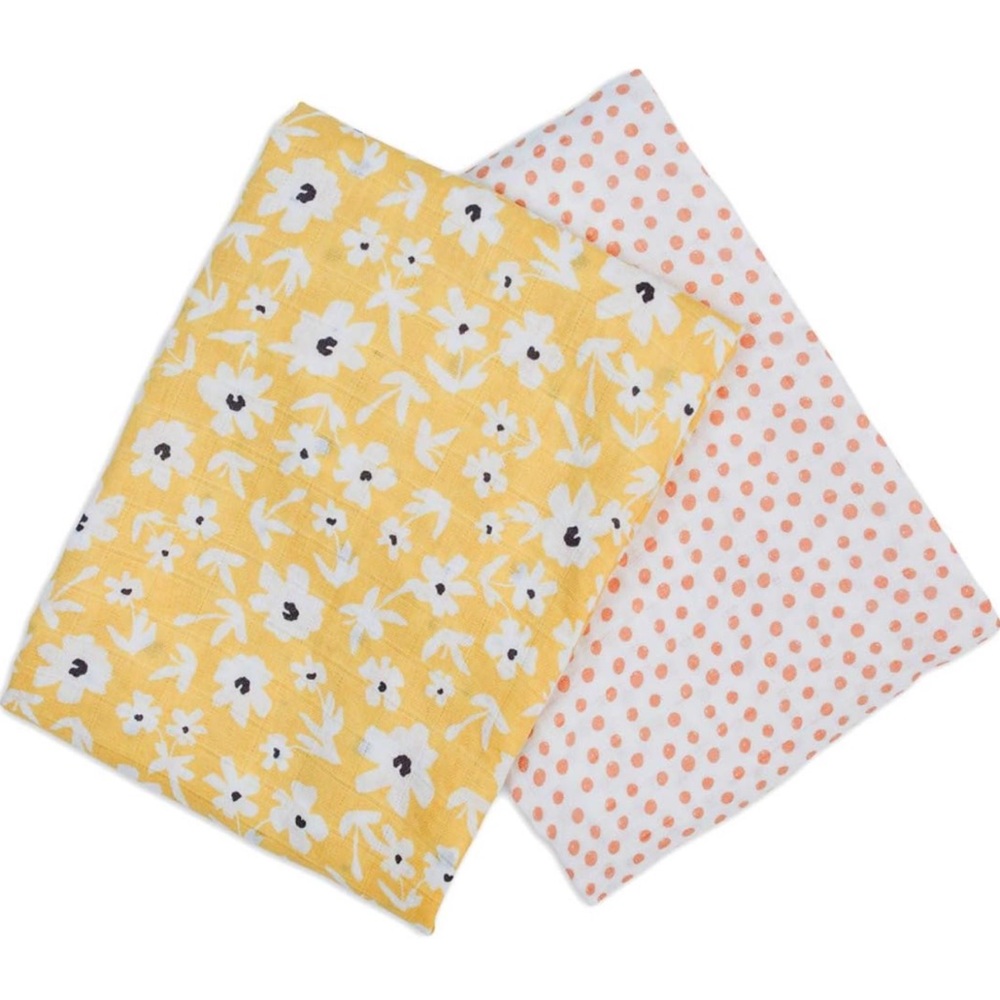 Floral and Polka Dot Fabric Set cotton muslin blankets.